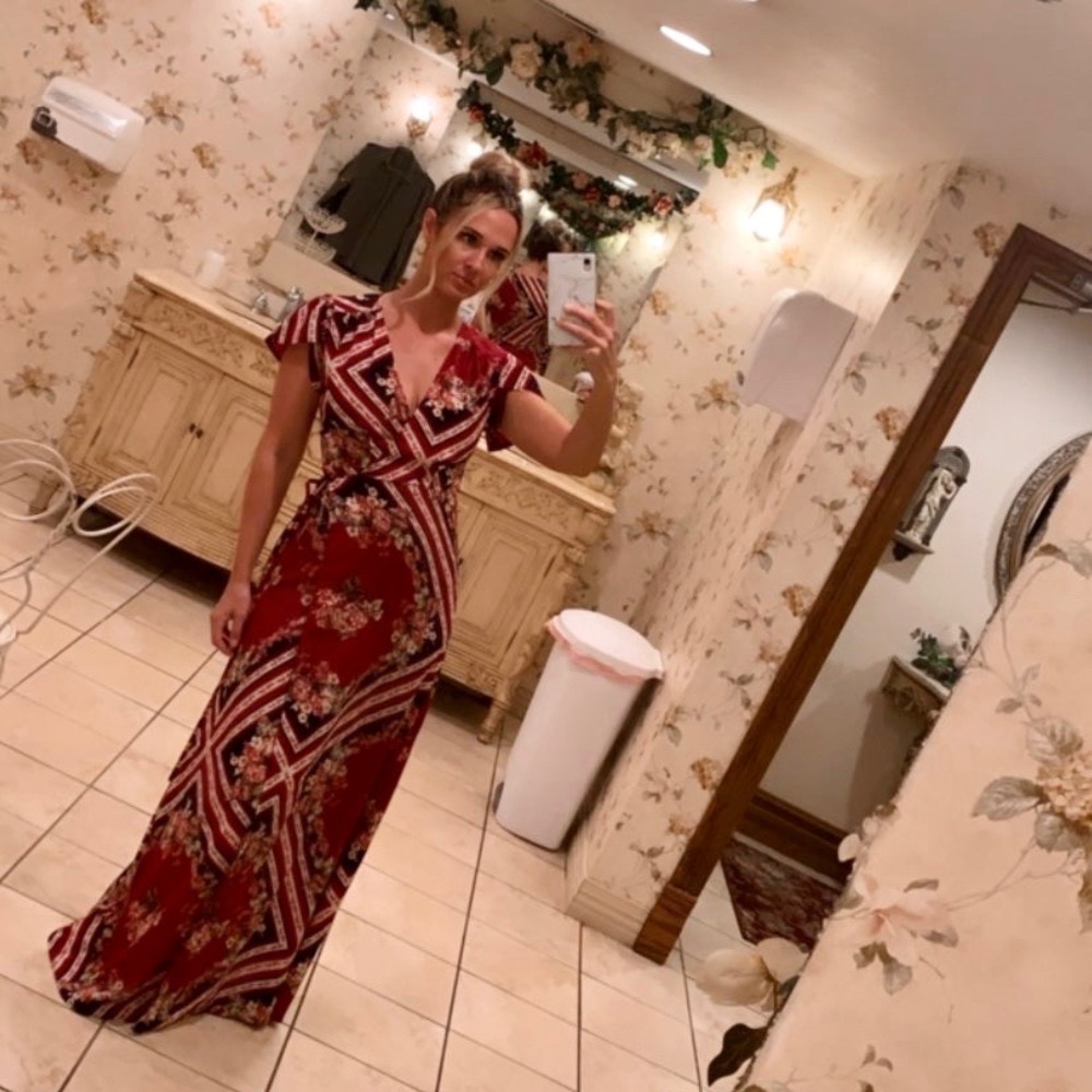 Hello Molly Floral Pattern Wrap Maxi Dress
